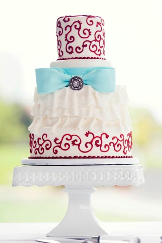 White Red and Teal Cake